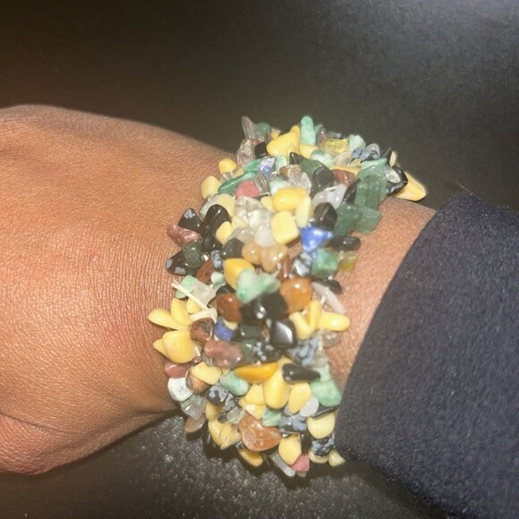 Elastic Beaded Braclet Multi Color Beads - Picture 1 of 2